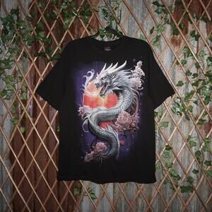 XL - Vintage Y2K big jumbo dragon flowers Japan 00s t-shirt